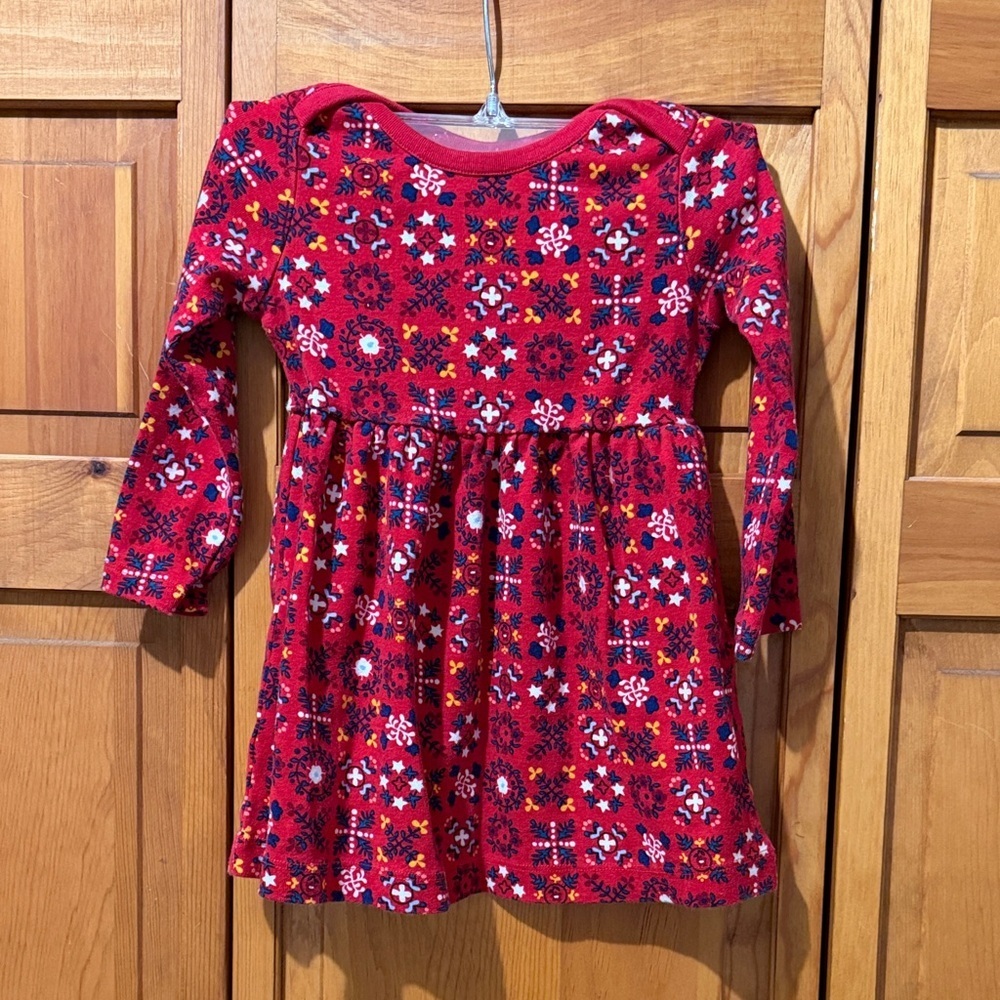 Hanna Andersson Girl’s Red Floral Long Sleeve Skater Dress